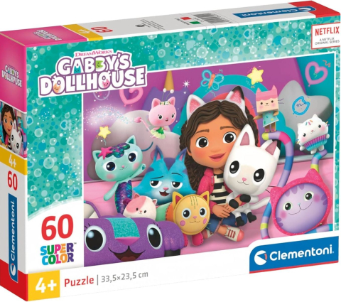 Jocuri educative și de societate - Puzzle 60 piese Clementoni Gabby's Dollhouse 33.5 x 23.5 cm