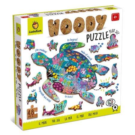 Jucării și jocuri - Puzzle din lemn 48 piese Oceanul Woody Ludattica