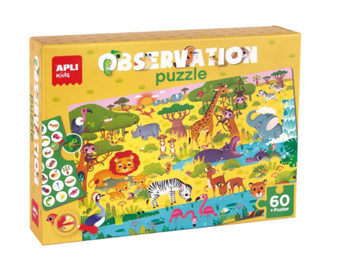 Puzzle - Joc puzzle de observatie Savannah 60 piese cu poster