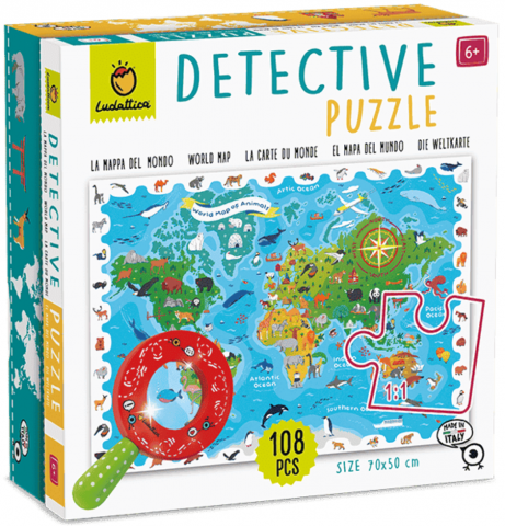 Jucării și jocuri - Puzzle 108 piese Harta animalelor Detective Puzzle Ludattica