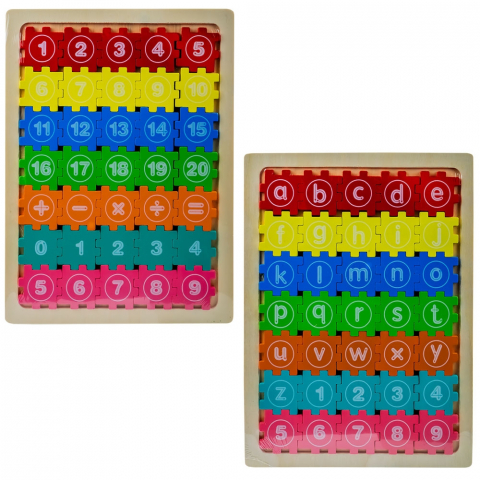 Jocuri educative și de societate - Puzzle din lemn litere/cifre 22.5x30 cm