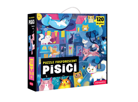 Jocuri educative și de societate - Puzzle fosforescent Mimorello – Pisici
