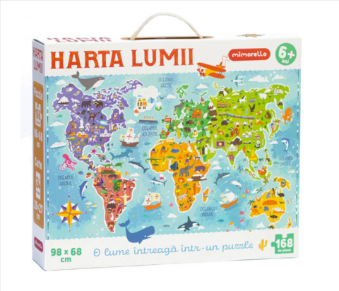 Jocuri educative și de societate - Puzzle Mimorello - Harta lumii 168 piese