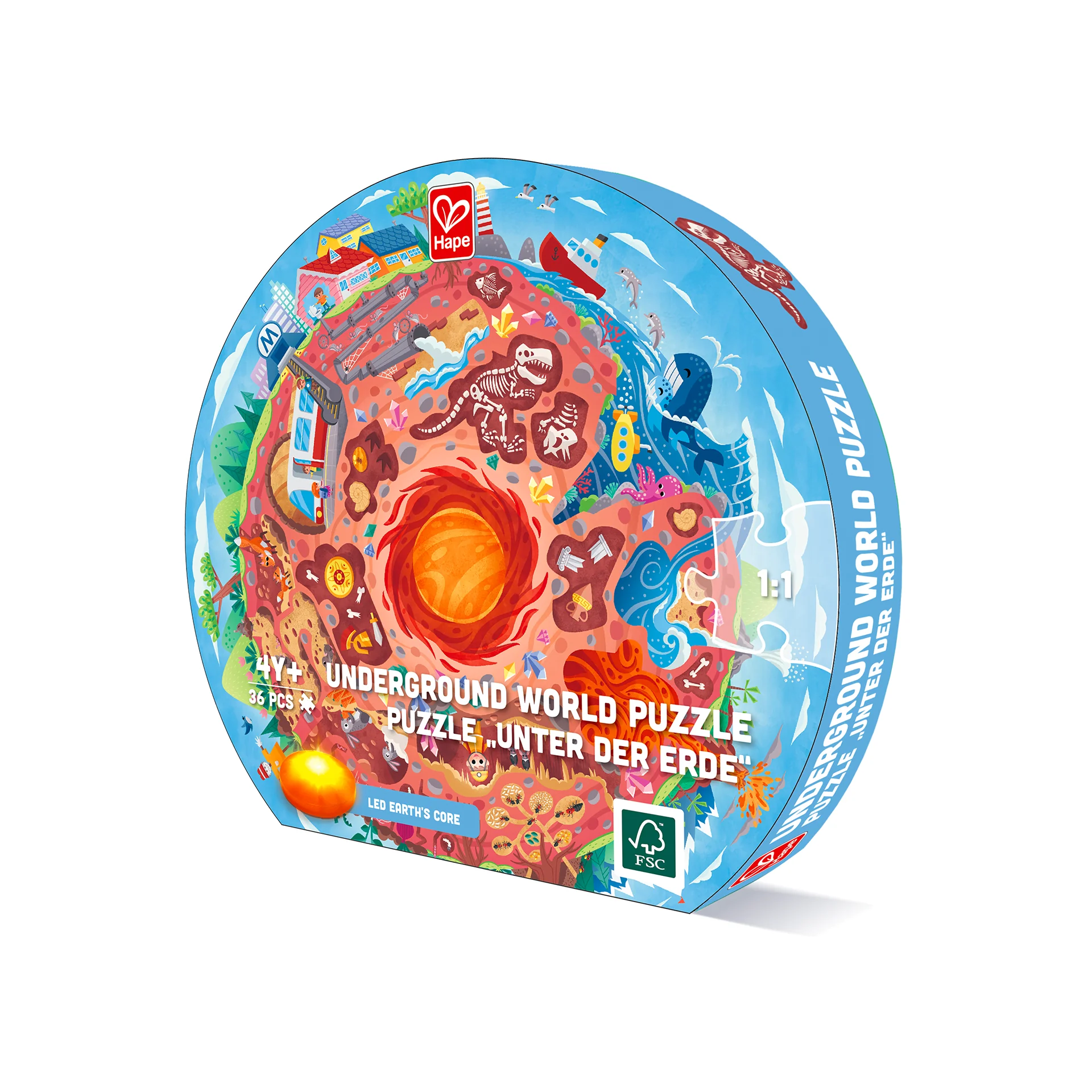 Puzzle copii Lumea Subterană cu LED, 38 piese – Hape [1]