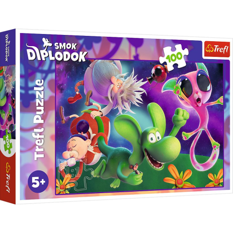 Jucării și jocuri - PUZZLE TREFL 100 DRAGONUL DIPLODOK SI PRIETENII SAI