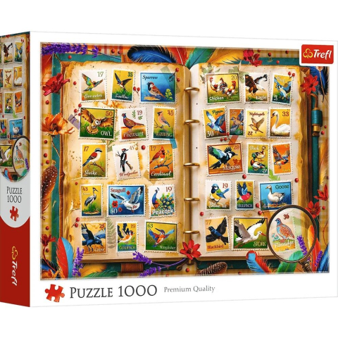 Jucării și jocuri - PUZZLE TREFL 1000 COLECTIA DE TIMBRE ATLASUL PASARILOR
