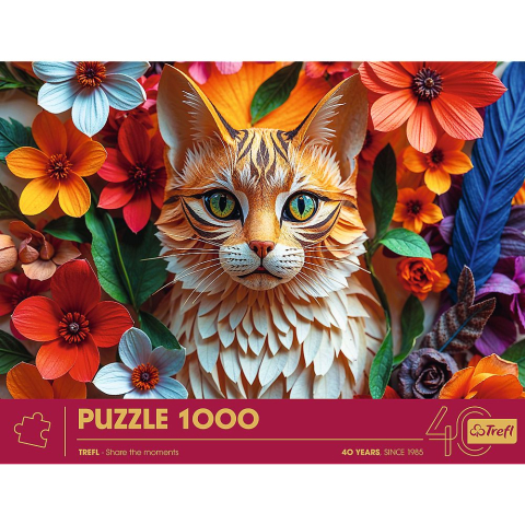 PUZZLE TREFL 1000 EDITIA ANIVERSARA 40 DE ANI 3D PISICA [2]