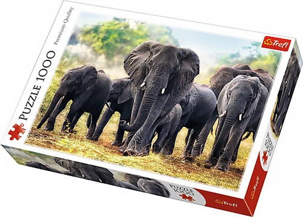 Jocuri educative și de societate - Puzzle 1000 piese Elefanti africani Trefl