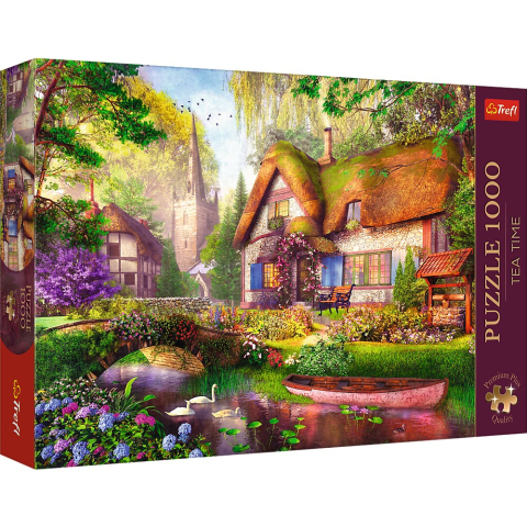 Jucării și jocuri - PUZZLE TREFL 1000 PREMIUM PLUS TEA TIME CASUTA DIN PADURE