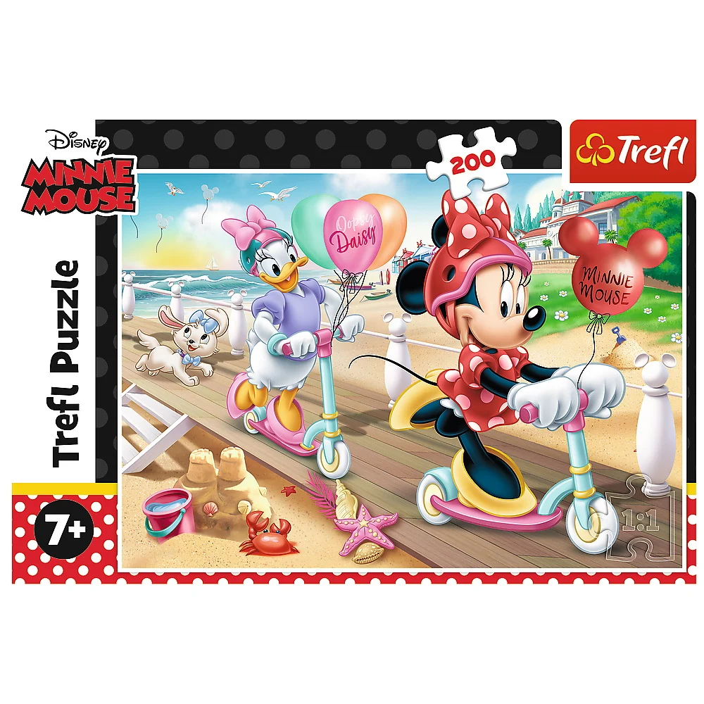 Jocuri educative și de societate - Puzzle 200 piese Disney Minnie Mouse Distractie la plaja Trefl