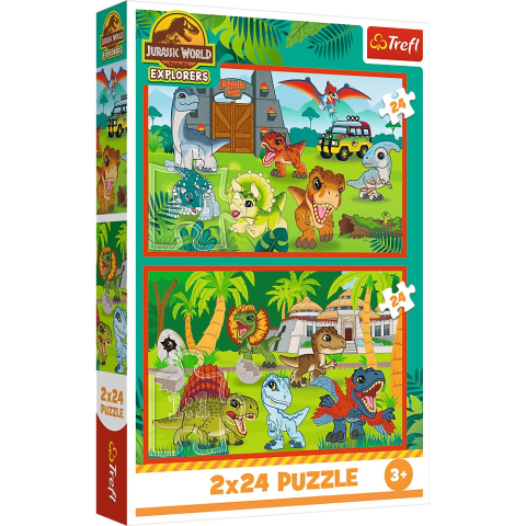 Jucării și jocuri - PUZZLE TREFL 2X70 JURASSIC WORLD UNIVERSUL JURASSIC PARK