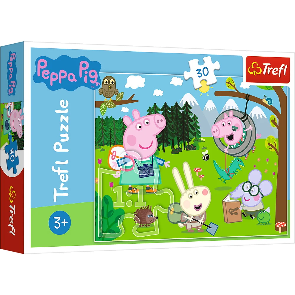 Jocuri educative și de societate - Puzzle 30 piese Peppa Pig in drumetie Trefl