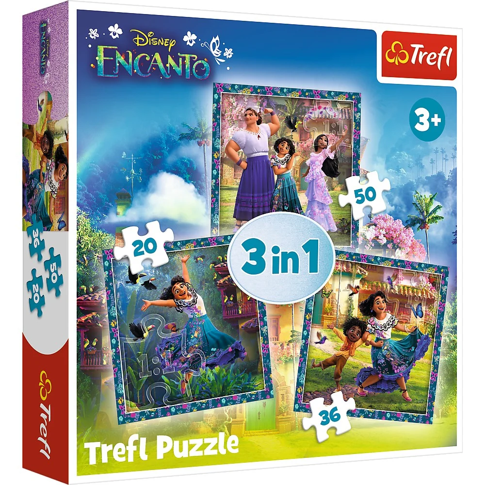 Jocuri educative și de societate - Puzzle 3 in 1 Disney Encanto Eroii din Encanto Trefl