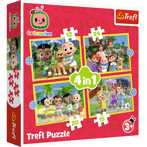 Jucării și jocuri - PUZZLE TREFL 4IN1 COCOMELON PREZENTAREA FAMILIEI