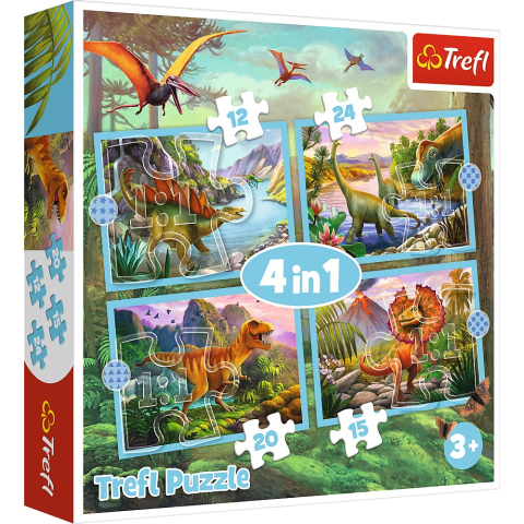 Puzzle - PUZZLE TREFL 4IN1 LUMEA DINOZAURILOR