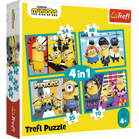 Puzzle - PUZZLE TREFL MINIONS 4IN1 LUMEA FERICITA A MINIONILOR