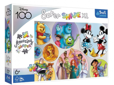 Jucării și jocuri - Puzzle Trefl Primo Super Shape XL Lumea Disney 160 piese