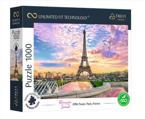 Jocuri educative și de societate - Puzzle 1000 piese Romantic Sunset Eiffel Tower Paris France Trefl Prime UFT