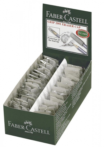 Radiera capac Grip 2001 gri set 2 buc Faber-Castell [1]