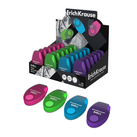 Birotică și accesorii birou - Radiera in carcasa de plastic ErichKrause Shell diverse culori