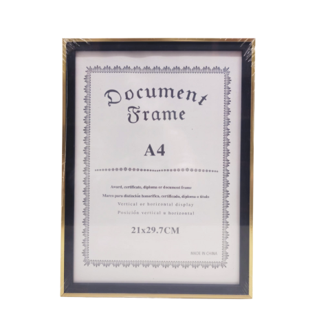 Rame și albume foto - Rama foto  cu contur negru A4 auriu