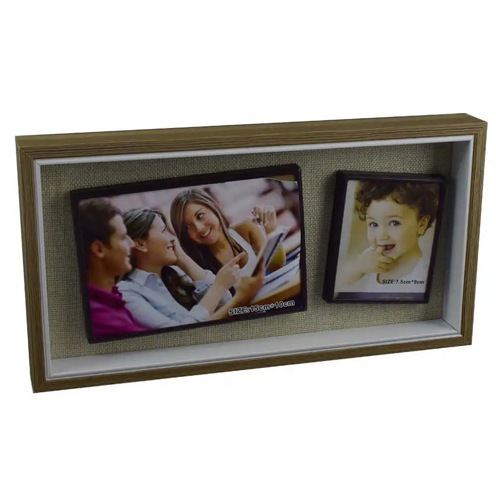 Casă și decorațiuni - Rama foto cu 2 magneti din lemn 32 x 16 cm