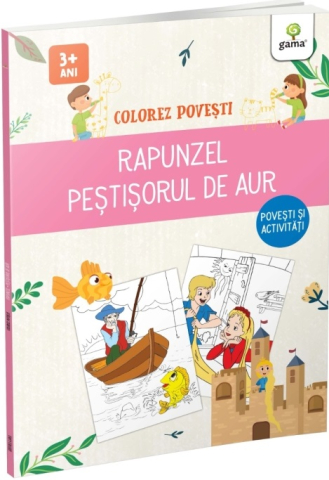 Cărți de colorat - Rapunzel - Pestisorul de aur. Colorez povesti