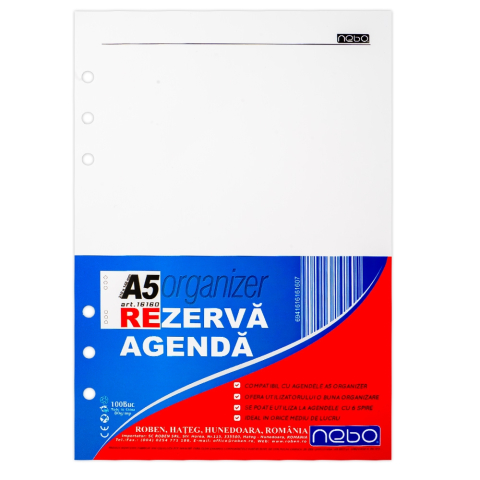 Rezerva agenda organizer A5 100 file Nebo [0]