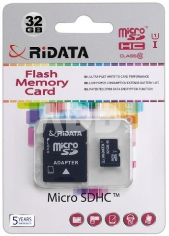 Memorii și stocare - Ridata MicroSDHC 32GB cl10 U1