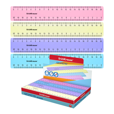 Rigle și Echere - Rigla 20cm 4 culori pastelate Erich Krause