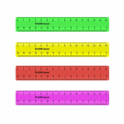 Rigle și Echere - Rigla plastic 15cm Erich Krause diverse culori