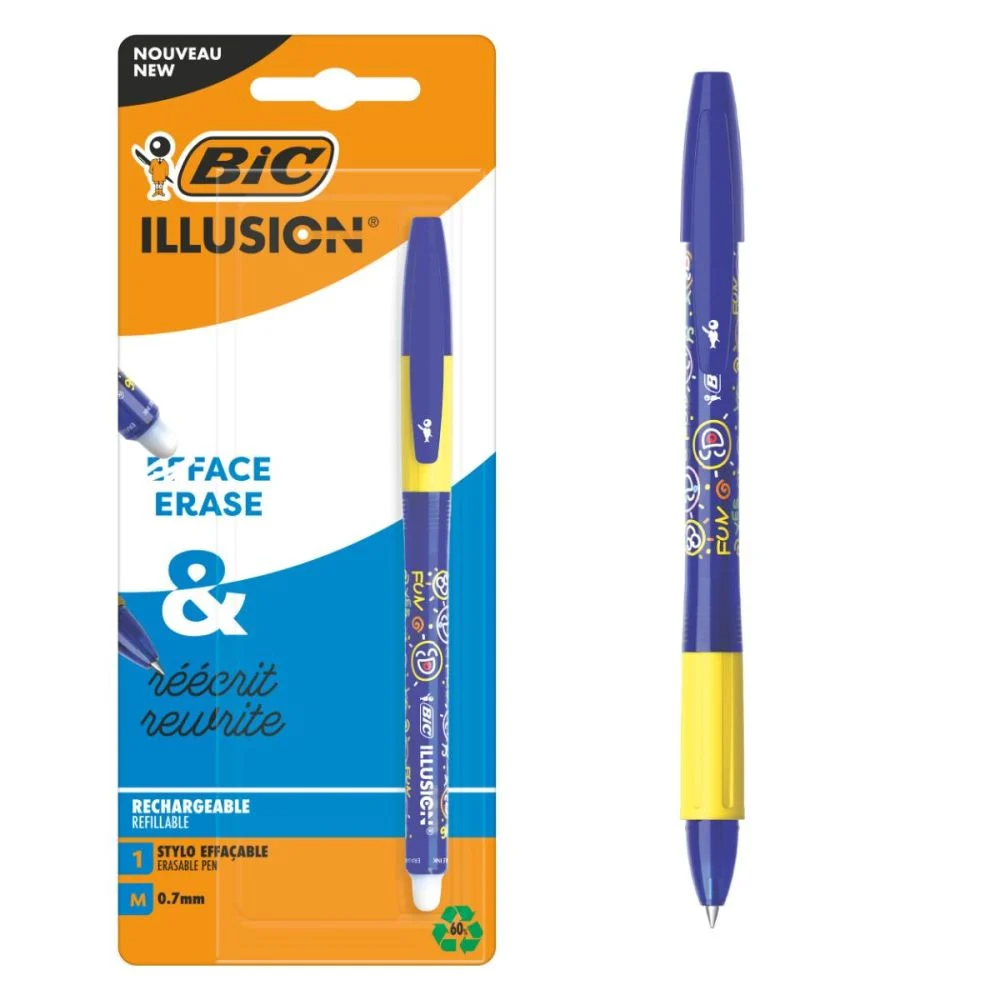 Instrumente de scris - Pix roller cu cerneala termosensibila 0.7 mm albastru BIC Illusion