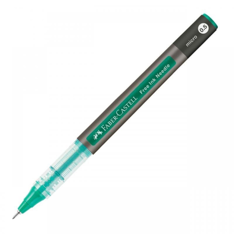 Rollere și finelinere - Roller Free Ink Needle Faber-Castell 0.5 mm verde