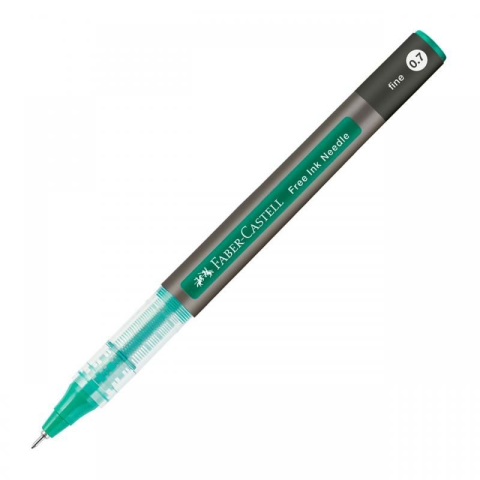 Rollere și finelinere - Roller Free Ink Needle Faber-Castell 0.7 mm verde
