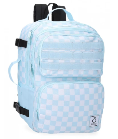 Ghiozdane și rucsacuri - Rucsac calatorie fete Enso Fleur Squares compartiment laptop 28 x 40 x 20 cm albastru