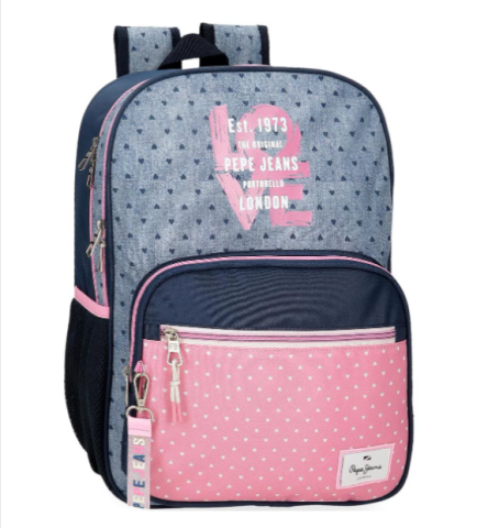 Ghiozdane și rucsacuri - Rucsac scoala fete 2 compartimente Pepe Jeans Noni Denim 30 x 40 x 12 cm
