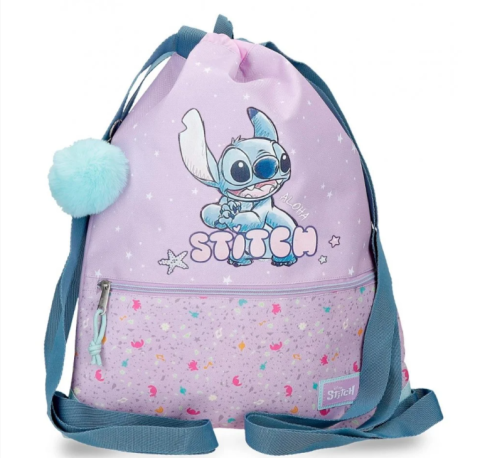 Rechizite școlare - Sac sport fete Disney Lovely Stitch buzunar frontal lila 32 x 42 x 0.5 cm