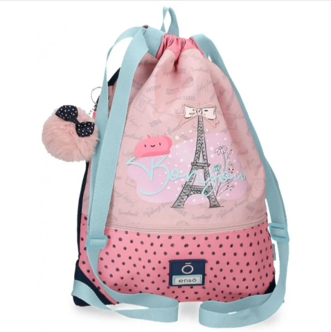 Rucsacuri școlare și  casual - Sac sport fete Enso Bonjour roz 35 x 46 x 10 cm