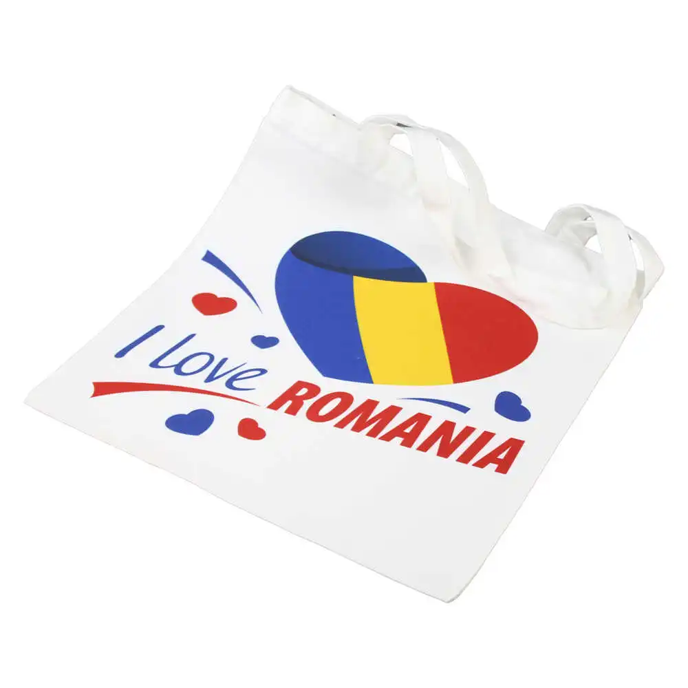Noutăți Librăria Compas - Sacosa textil cu fermoar „I Love Romania!” 36x38 cm