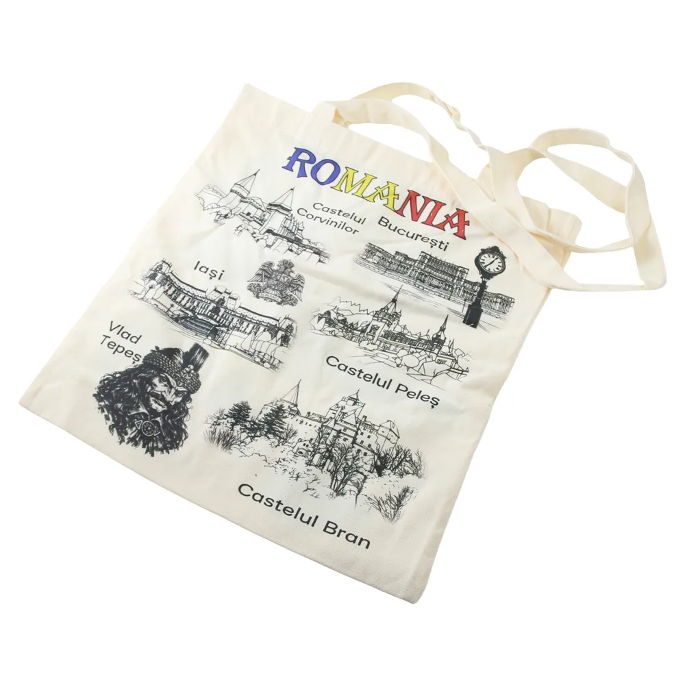 Casă și decorațiuni - Sacosa textila Romania 38x41 cm Castele