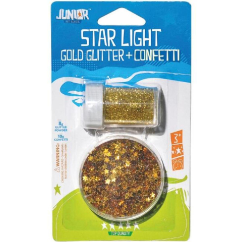 Accesorii craft - Sclipici cu confetti stelute aurii Junior