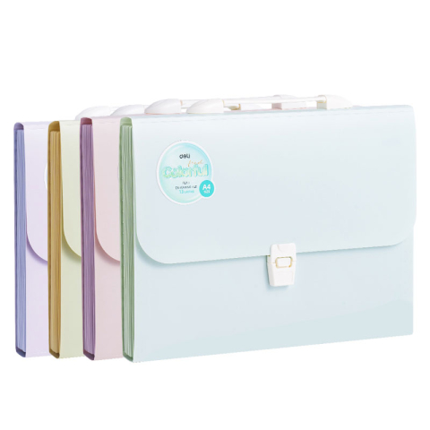 Birotică și accesorii birou - Servieta plastic cu maner 13 compartimente culori macarons Deli