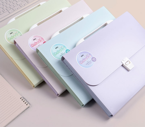 Servieta plastic cu maner 13 compartimente culori macarons Deli [1]