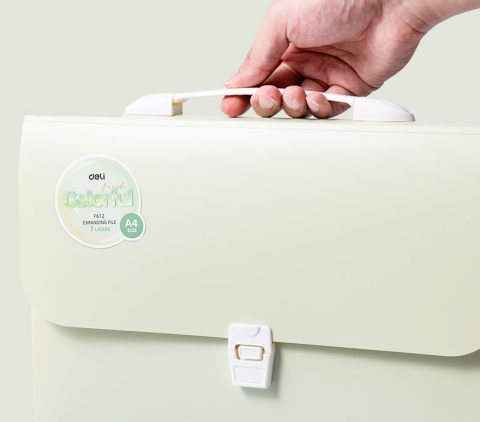 Servieta plastic cu maner 7 compartimente culori macarons Deli [4]