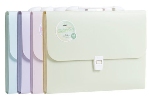 Birotică și accesorii birou - Servieta plastic cu maner 7 compartimente culori macarons Deli