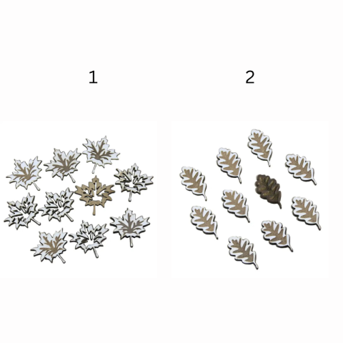 Set 10 decor craft Frunze din lemn 3 x 2 cm modele diferite [1]