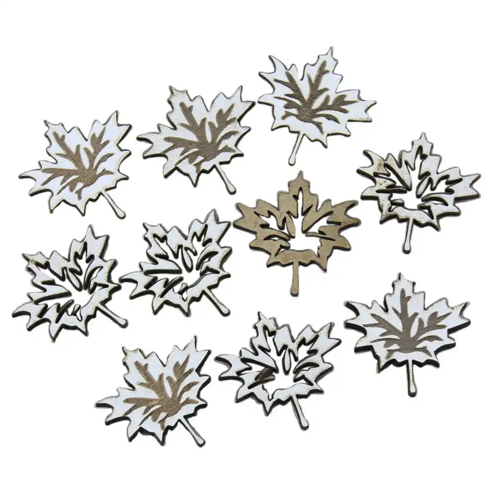 Set 10 decor craft Frunze din lemn 3 x 2 cm modele diferite [3]