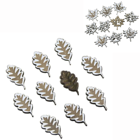 Craft și modelaj - Set 10 decor craft Frunze din lemn 3 x 2 cm modele diferite