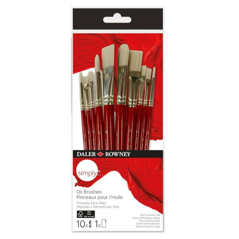 Pensule profesionale pictură - Set 10 pensule sintetic maner scurt ulei Daler Rowney