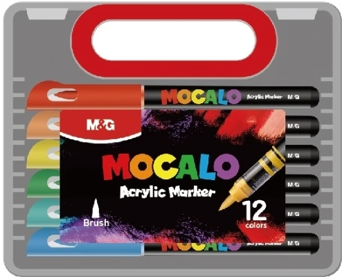 Instrumente de scris - Set 12 markere cu vopsea acrilica MOCALO M&G varf pensula
